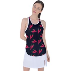 Red, hot jalapeno peppers, chilli pepper pattern at black, spicy Racer Back Mesh Tank Top