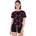Red, hot jalapeno peppers, chilli pepper pattern at black, spicy Open Back Sport Tee View1