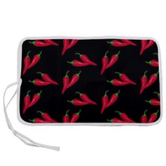 Red, hot jalapeno peppers, chilli pepper pattern at black, spicy Pen Storage Case (S)