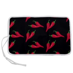 Red, hot jalapeno peppers, chilli pepper pattern at black, spicy Pen Storage Case (M)