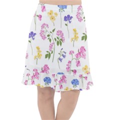 Botanical Flowers Fishtail Chiffon Skirt