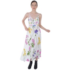 Botanical Flowers Tie Back Maxi Dress