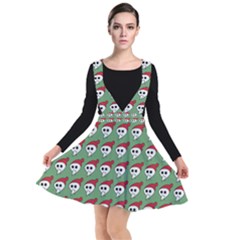 Comic Head Skull - Hat Red - Cartoon Skull Plunge Pinafore Dress by DinzDas