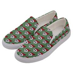 Comic Head Skull - Hat Red - Cartoon Skull Men s Canvas Slip Ons by DinzDas