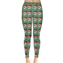 Comic Head Skull - Hat Red - Cartoon Skull Inside Out Leggings by DinzDas