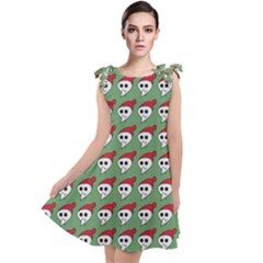 Comic Head Skull - Hat Red - Cartoon Skull Tie Up Tunic Dress by DinzDas