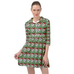 Comic Head Skull - Hat Red - Cartoon Skull Mini Skater Shirt Dress by DinzDas