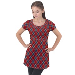 Scottish And Celtic Pattern - Braveheard Is Proud Of You Puff Sleeve Tunic Top