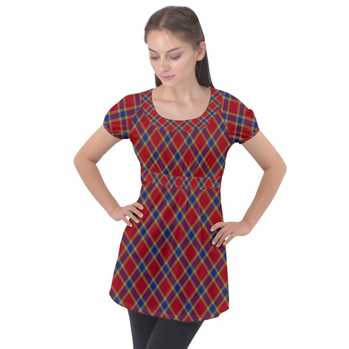Scottish And Celtic Pattern - Braveheard Is Proud Of You Puff Sleeve Tunic Top