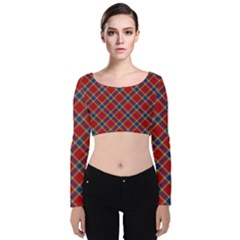 Scottish And Celtic Pattern - Braveheard Is Proud Of You Velvet Long Sleeve Crop Top by DinzDas