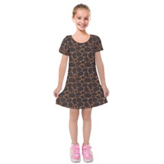 Animal Skin - Panther Or Giraffe - Africa And Savanna Kids  Short Sleeve Velvet Dress