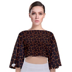 Animal Skin - Panther Or Giraffe - Africa And Savanna Tie Back Butterfly Sleeve Chiffon Top by DinzDas