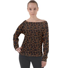 Animal Skin - Panther Or Giraffe - Africa And Savanna Off Shoulder Long Sleeve Velour Top by DinzDas