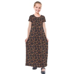 Animal Skin - Panther Or Giraffe - Africa And Savanna Kids  Short Sleeve Maxi Dress by DinzDas