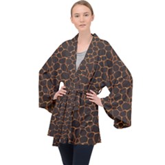 Animal Skin - Panther Or Giraffe - Africa And Savanna Long Sleeve Velvet Kimono  by DinzDas