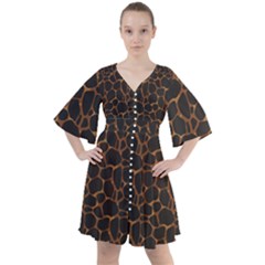 Animal Skin - Panther Or Giraffe - Africa And Savanna Boho Button Up Dress by DinzDas