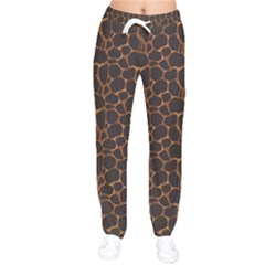 Animal Skin - Panther Or Giraffe - Africa And Savanna Women Velvet Drawstring Pants by DinzDas