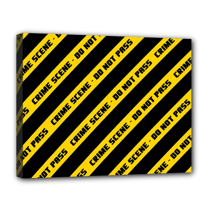 Warning Colors Yellow And Black - Police No Entrance 2 Canvas 14  x 11  (Stretched)