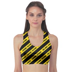 Warning Colors Yellow And Black - Police No Entrance 2 Sports Bra by DinzDas