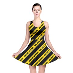 Warning Colors Yellow And Black - Police No Entrance 2 Reversible Skater Dress by DinzDas