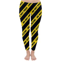 Warning Colors Yellow And Black - Police No Entrance 2 Classic Winter Leggings by DinzDas