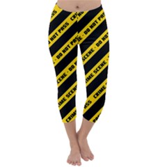 Warning Colors Yellow And Black - Police No Entrance 2 Capri Winter Leggings  by DinzDas