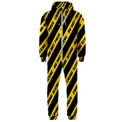 Warning Colors Yellow And Black - Police No Entrance 2 Hooded Jumpsuit (men)  by DinzDas