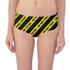 Warning Colors Yellow And Black - Police No Entrance 2 Mid-waist Bikini Bottoms by DinzDas