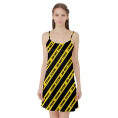 Warning Colors Yellow And Black - Police No Entrance 2 Satin Night Slip by DinzDas