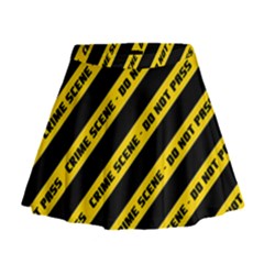 Warning Colors Yellow And Black - Police No Entrance 2 Mini Flare Skirt by DinzDas