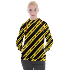 Warning Colors Yellow And Black - Police No Entrance 2 Women s Hooded Pullover by DinzDas