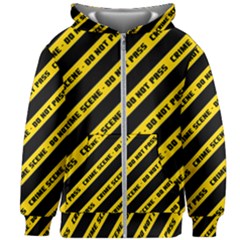 Warning Colors Yellow And Black - Police No Entrance 2 Kids  Zipper Hoodie Without Drawstring by DinzDas