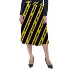 Warning Colors Yellow And Black - Police No Entrance 2 Classic Velour Midi Skirt  by DinzDas