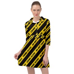 Warning Colors Yellow And Black - Police No Entrance 2 Mini Skater Shirt Dress by DinzDas