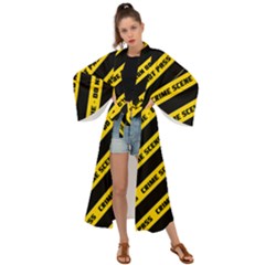 Warning Colors Yellow And Black - Police No Entrance 2 Maxi Kimono by DinzDas