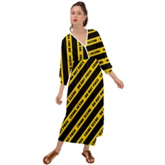 Warning Colors Yellow And Black - Police No Entrance 2 Grecian Style  Maxi Dress by DinzDas