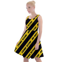 Warning Colors Yellow And Black - Police No Entrance 2 Knee Length Skater Dress by DinzDas