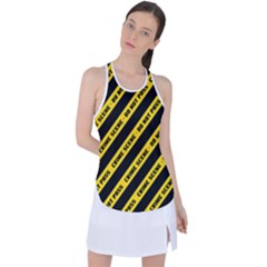 Warning Colors Yellow And Black - Police No Entrance 2 Racer Back Mesh Tank Top by DinzDas