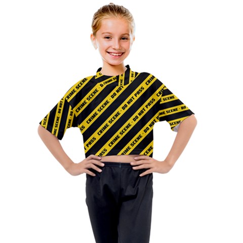 Warning Colors Yellow And Black - Police No Entrance 2 Kids Mock Neck Tee by DinzDas