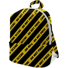 Warning Colors Yellow And Black - Police No Entrance 2 Zip Up Backpack by DinzDas