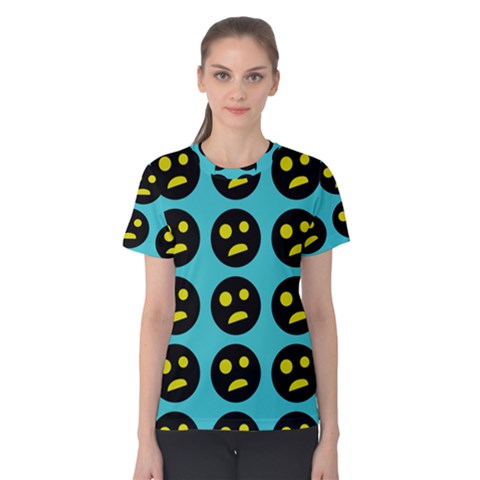 005 - Ugly Smiley With Horror Face - Scary Smiley Women s Cotton Tee by DinzDas