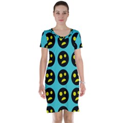 005 - Ugly Smiley With Horror Face - Scary Smiley Short Sleeve Nightdress by DinzDas