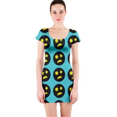 005 - Ugly Smiley With Horror Face - Scary Smiley Short Sleeve Bodycon Dress by DinzDas