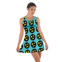 005 - Ugly Smiley With Horror Face - Scary Smiley Cotton Racerback Dress by DinzDas