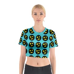 005 - Ugly Smiley With Horror Face - Scary Smiley Cotton Crop Top by DinzDas