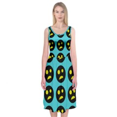 005 - Ugly Smiley With Horror Face - Scary Smiley Midi Sleeveless Dress by DinzDas