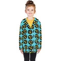 005 - Ugly Smiley With Horror Face - Scary Smiley Kids  Double Breasted Button Coat by DinzDas