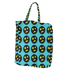 005 - Ugly Smiley With Horror Face - Scary Smiley Giant Grocery Tote by DinzDas