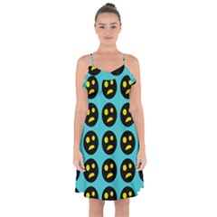 005 - Ugly Smiley With Horror Face - Scary Smiley Ruffle Detail Chiffon Dress