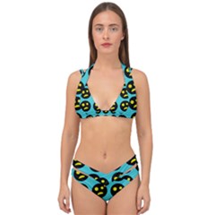 005 - Ugly Smiley With Horror Face - Scary Smiley Double Strap Halter Bikini Set by DinzDas